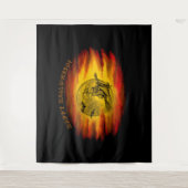 黒猫飛んでいるの魔女ハロウィーンの夜 タペストリー (正面)