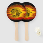 黒猫飛んでいるの魔女ハロウィーンの夜 ハンドファン (正面&裏面)