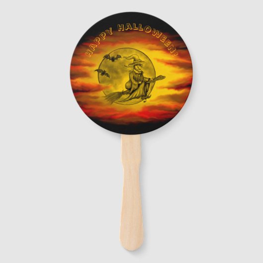 黒猫飛んでいるの魔女ハロウィーンの夜 ハンドファン (正面)