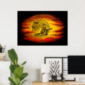 黒猫飛んでいるの魔女ハロウィーンの夜 ポスター (ホームオフィス)