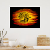 黒猫飛んでいるの魔女ハロウィーンの夜 ポスター (キッチン)