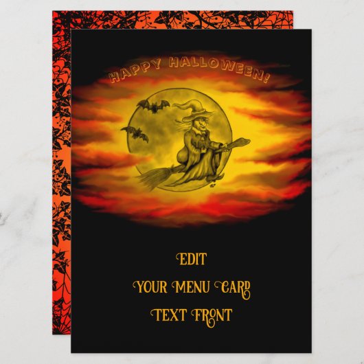 黒猫飛んでいるの魔女ハロウィーンの夜 メニュー (正面/裏面)