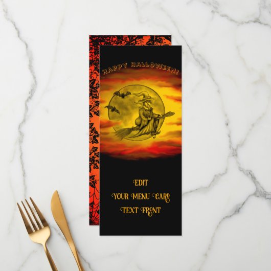黒猫飛んでいるの魔女ハロウィーンの夜 メニュー (正面/裏面インサイチュ)
