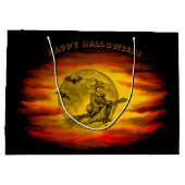 黒猫飛んでいるの魔女ハロウィーンの夜 ラージペーパーバッグ (裏面)