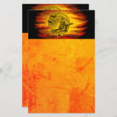 黒猫飛んでいるの魔女ハロウィーンの夜 便箋 (正面/裏面)