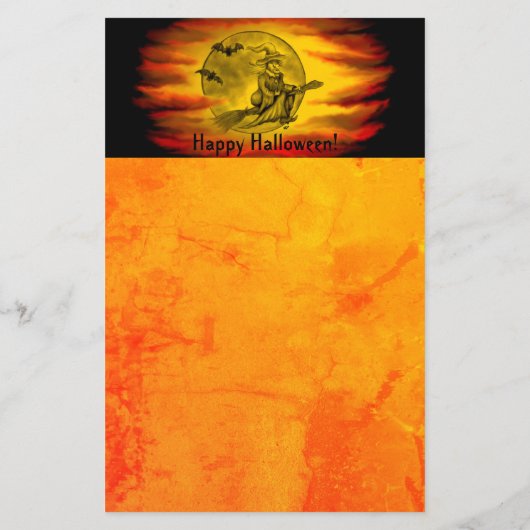 黒猫飛んでいるの魔女ハロウィーンの夜 便箋 (裏面)