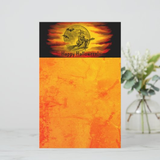 黒猫飛んでいるの魔女ハロウィーンの夜 便箋 (スタンド正面)