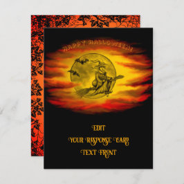 黒猫飛んでいるの魔女ハロウィーンの夜 出欠カード