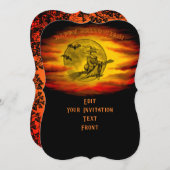 黒猫飛んでいるの魔女ハロウィーンの夜 招待状 (正面/裏面)