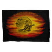 黒猫飛んでいるの魔女ハロウィーンの夜 枕カバー (正面)