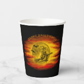 黒猫飛んでいるの魔女ハロウィーンの夜 紙コップ (裏面)