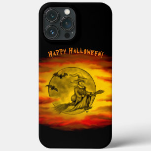 黒猫飛んでいるの魔女ハロウィーンの夜 iPhone 13 PRO MAXケース