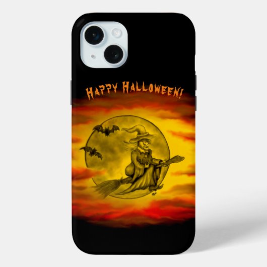 黒猫飛んでいるの魔女ハロウィーンの夜 Case-Mate iPhoneケース (裏面)