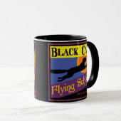 黒猫飛んでいる学校ヴィンテージハロウィンアート マグカップ (正面右)