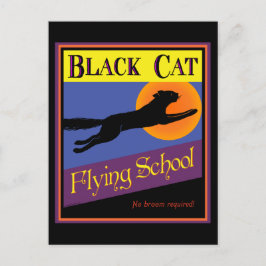 黒猫飛んでいる学校ヴィンテージハロウィン葉書 ポストカード