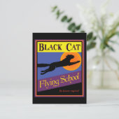 黒猫飛んでいる学校ヴィンテージハロウィン葉書 ポストカード (スタンド正面)