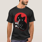 黒猫食べラーメン Tシャツ (正面)