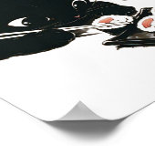 黒猫食べ寿司 – Cat日本の Art ポスター (角)