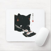 黒猫食べ寿司 – Cat日本の Art マウスパッド (マウス)