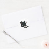 黒猫食べ寿司 – Cat日本の Art ラウンドシール (封筒)