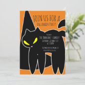 黒猫魔女の帽子 ハロウィンパーティー招待状 招待状 (スタンド正面)