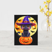 黒猫魔女カボチャハロウィンコスチューム秋 カード (黄色い花)