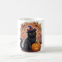 黒猫魔女帽子カボチャハロウィンマグ