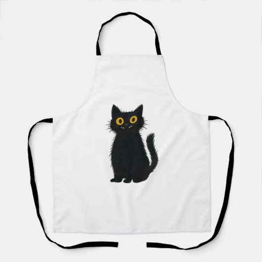 黒猫魔法 – かわいいハロウィーンと神秘的な猫芸術 エプロン (正面)