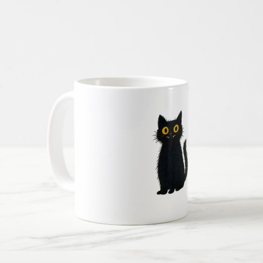 黒猫魔法 – かわいいハロウィーンと神秘的な猫芸術 コーヒーマグカップ (正面左)