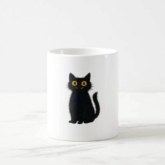黒猫魔法 – かわいいハロウィーンと神秘的な猫芸術 コーヒーマグカップ (中央)