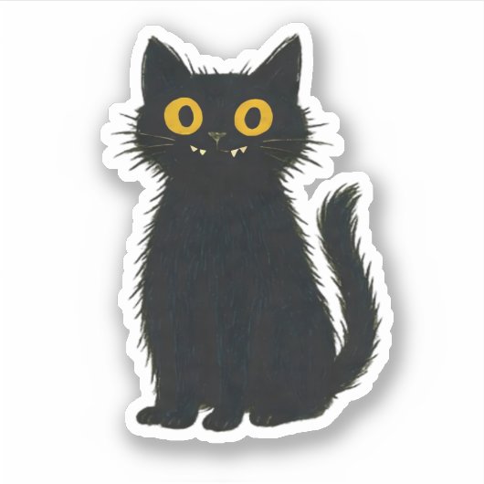 黒猫魔法 – かわいいハロウィーンと神秘的な猫芸術 シール (正面)