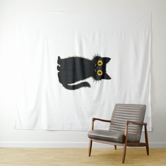 黒猫魔法 – かわいいハロウィーンと神秘的な猫芸術 タペストリー (インサイチュ(横))