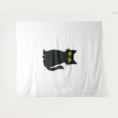 黒猫魔法 – かわいいハロウィーンと神秘的な猫芸術 タペストリー (正面(横))