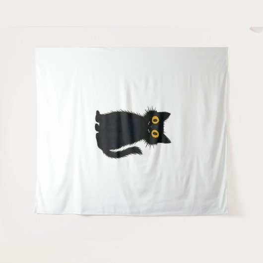 黒猫魔法 – かわいいハロウィーンと神秘的な猫芸術 タペストリー (正面(横))