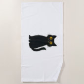黒猫魔法 – かわいいハロウィーンと神秘的な猫芸術 ビーチタオル (正面)