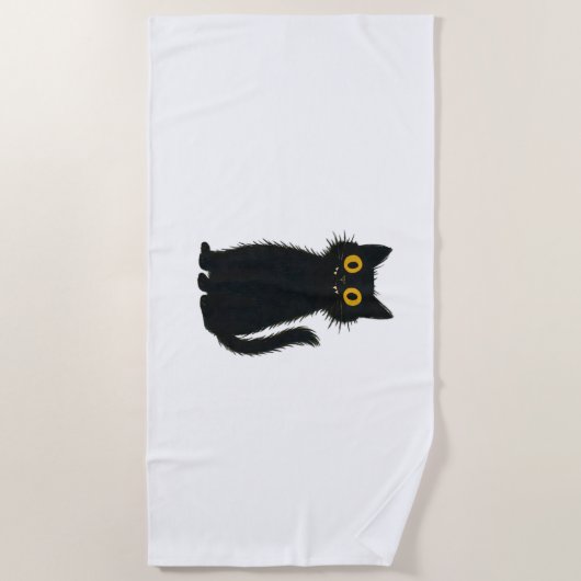 黒猫魔法 – かわいいハロウィーンと神秘的な猫芸術 ビーチタオル (正面)