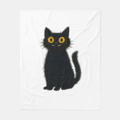 黒猫魔法 – かわいいハロウィーンと神秘的な猫芸術 フリースブランケット (正面)