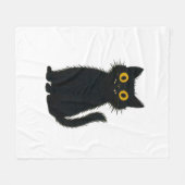 黒猫魔法 – かわいいハロウィーンと神秘的な猫芸術 フリースブランケット (正面(横))