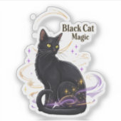 黒猫魔法 – 神秘的なハロウィンビニールステッカー シール (正面)