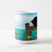 黒猫魚釣り大 コーヒーマグカップ (中央)