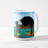黒猫魚釣り大 コーヒーマグカップ (正面右)
