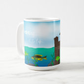 黒猫魚釣り大 コーヒーマグカップ (正面左)