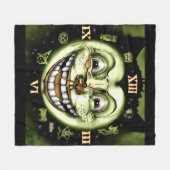 黒猫13クロックハロウィーン フリースブランケット (正面(横))