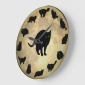 黒猫13匹と満月 ラージ壁時計 (傾斜)