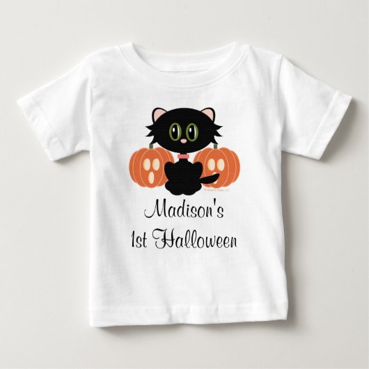 黒猫1stハロウィーンTシャツ ベビーTシャツ (正面)