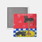 黒猫2個の磁石 マグネット (正面/裏面)