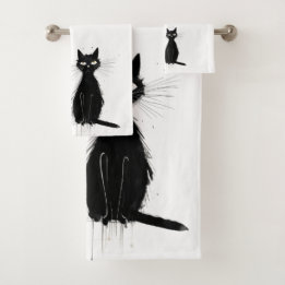 黒猫2匹 バスタオルセット