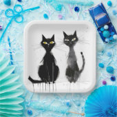 黒猫2匹 ペーパープレート (パーティー)
