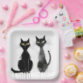 黒猫2匹 ペーパープレート (パーティー)