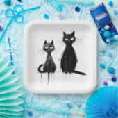 黒猫2匹 ペーパープレート (パーティー)